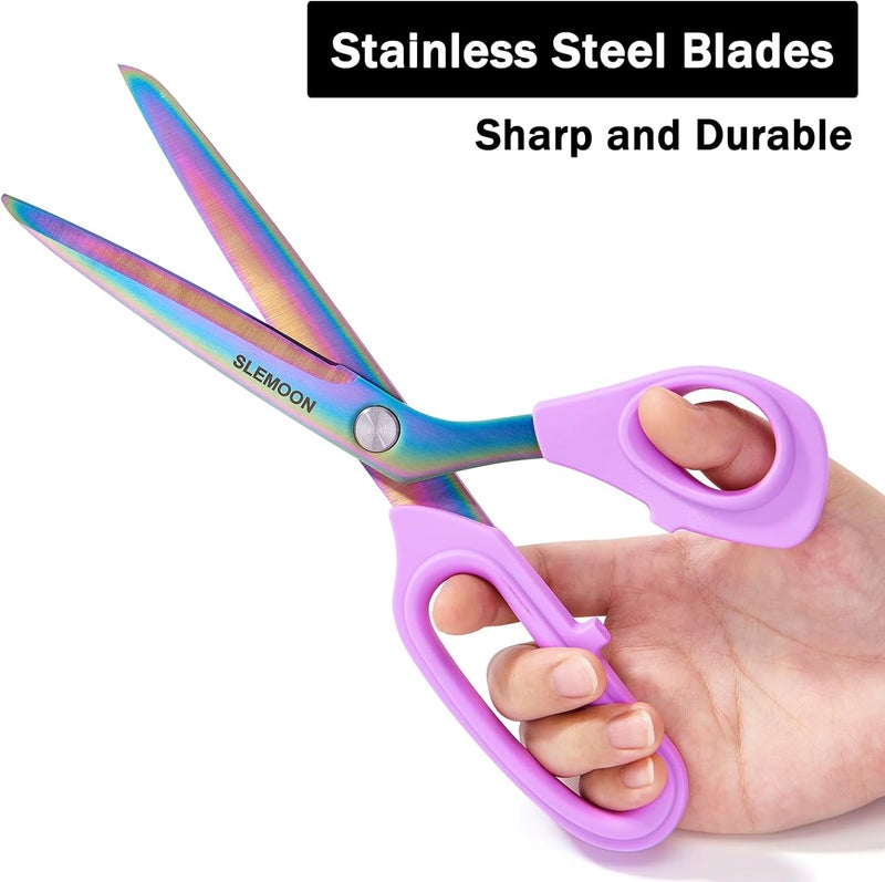 SLEMOON 10-Inch Scissors All Purpose - Sharp and Colorful Blades,Fabric, Leather, Craft Scissors with Soft Comfort Grip, Light Purple,Gift Idea for Sewing, Crafting, Office, Home - Image 2